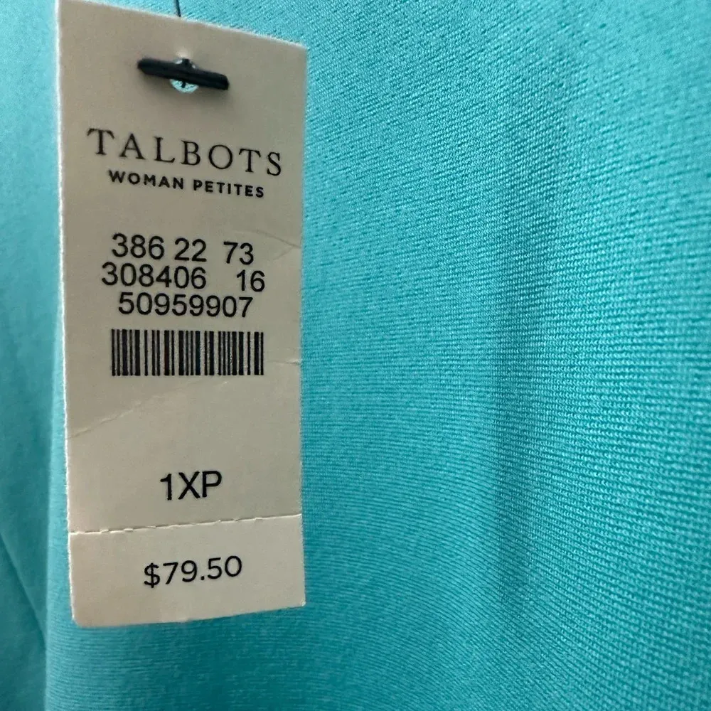 Talbots Teal Flare Sleeve Ballerina Neckline Top Size 1X Petite NWT - Image 3