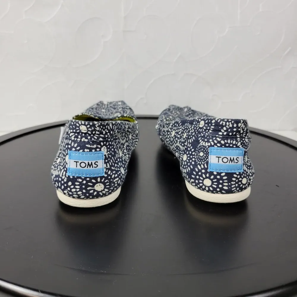 Toms Classic Womens Shoes Size 7 Navy Shibori Dots Canvas Slip On Espadrilles - Image 2