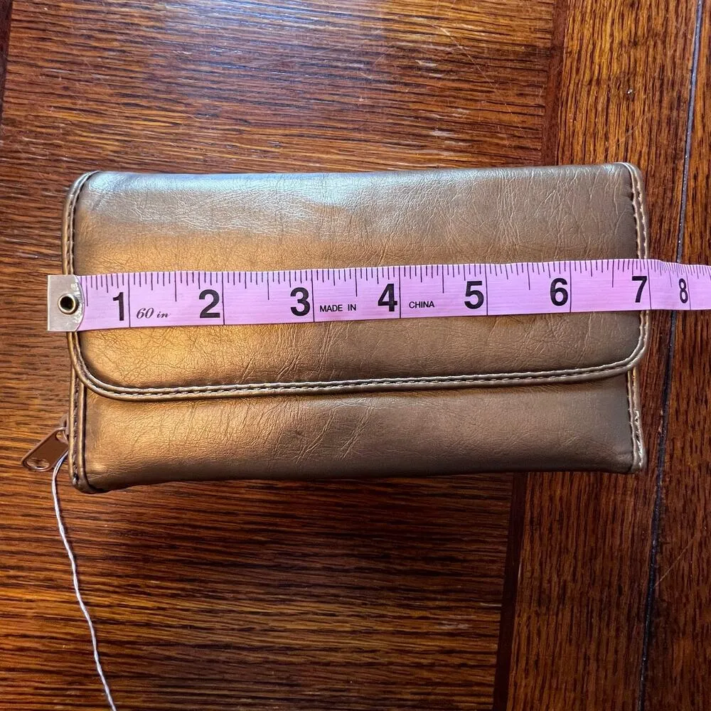 NWT JC Fashion Gold Brown Wallet Clutch Zipper Snap Closure ID Holder - Image 7