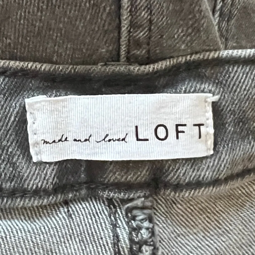 Loft The Skinny Jeans Gray Wash Exposed Button Fly Fading Whiskering High‎ Rise - Image 5