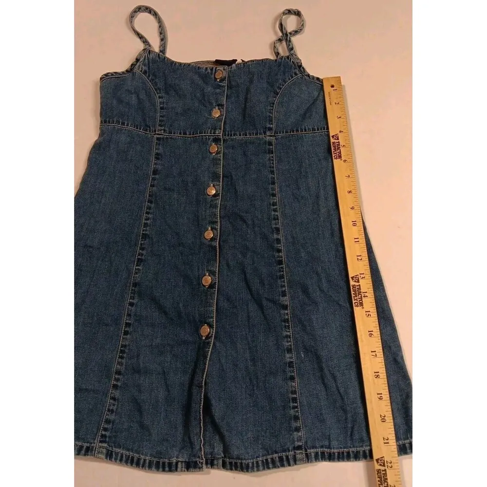 Vintage Gap Mini Denim Dress Button Up Strappy Boho Very Y2K Size 4 - Image 2