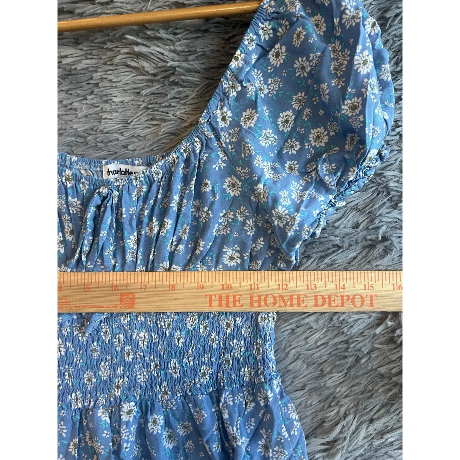 Charlotte Russe Small Blue  Floral Mini Dress  Badydoll Smocked Cottagecore - Image 6