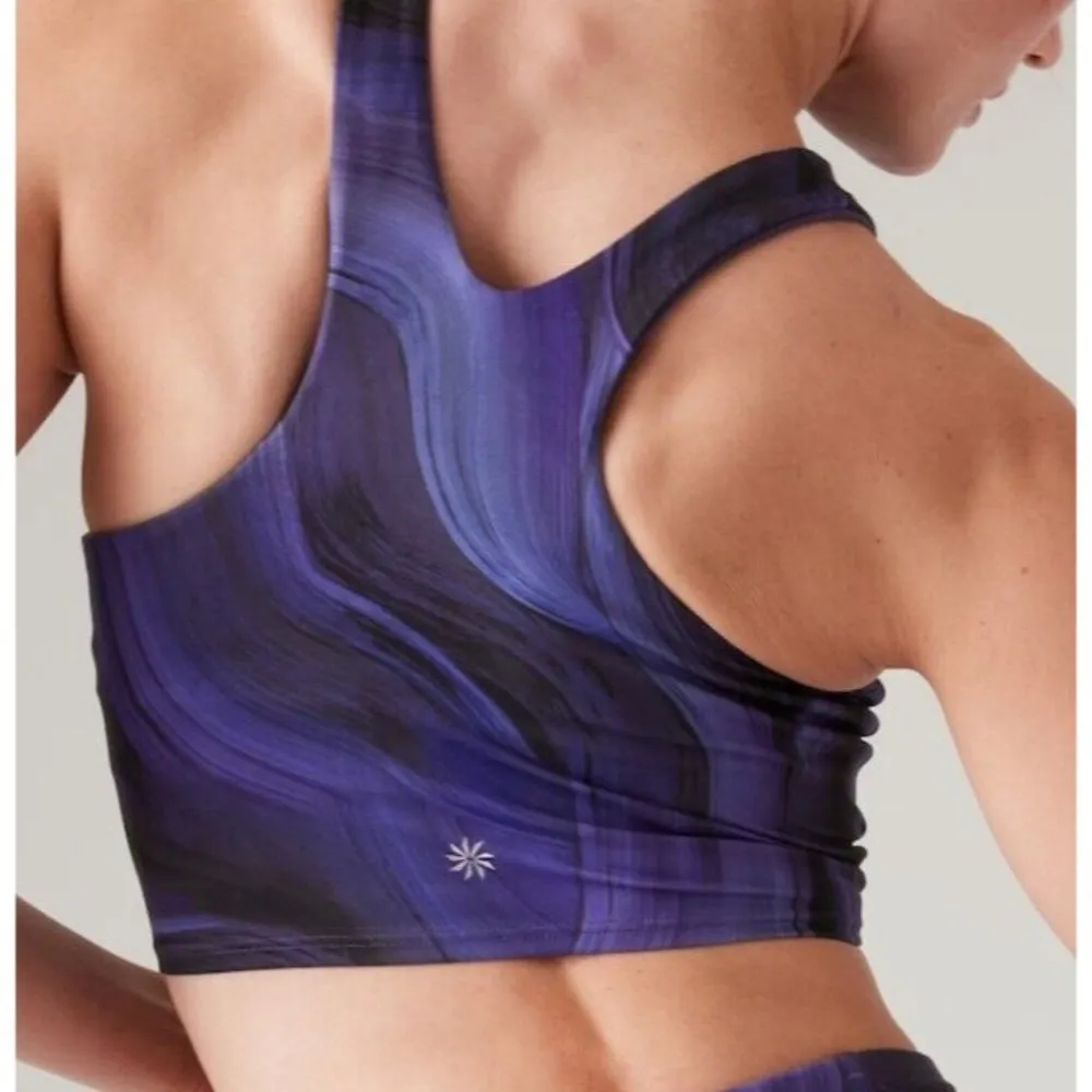 Athleta S Women's Conscious Crop Sports Bra Size Small Cup D-DD Blue Abstract - Image 2
