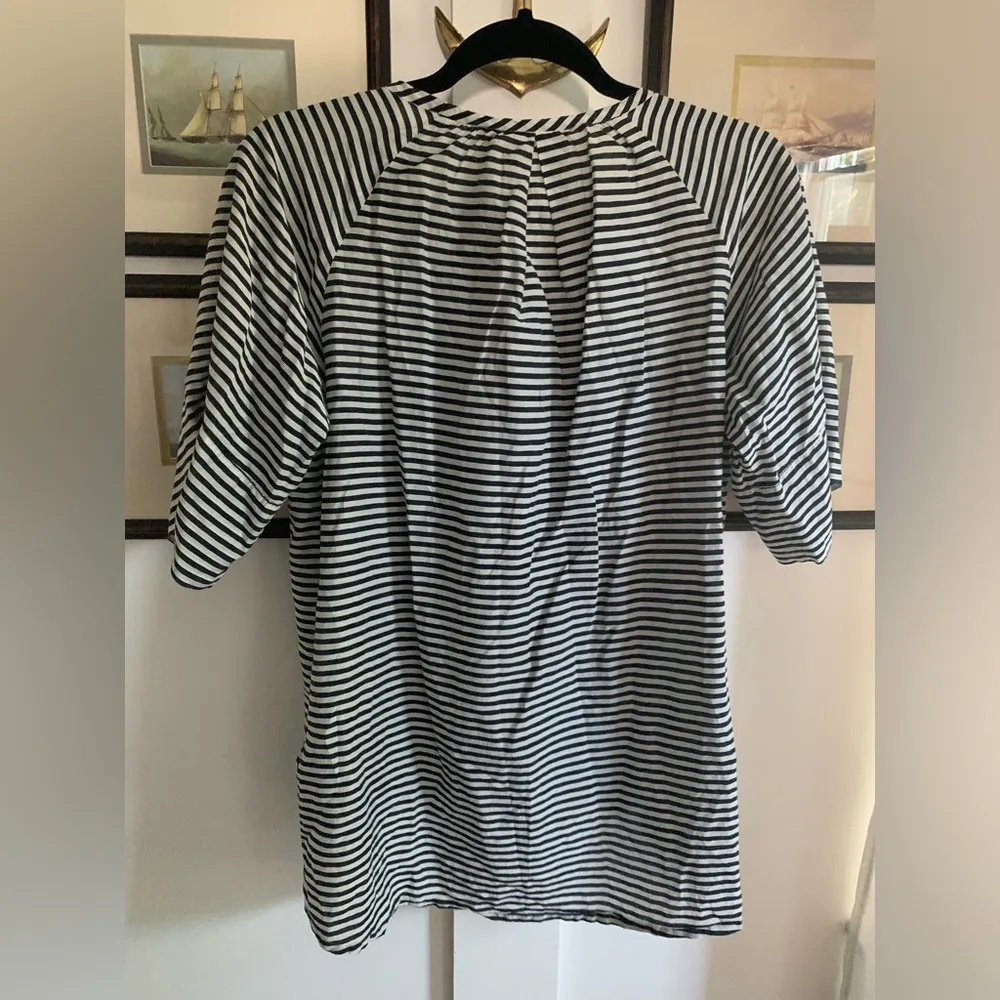 Kate Spade Saturday Black & White Striped Oversized Top XS Silk Cotton Blend - Image 8