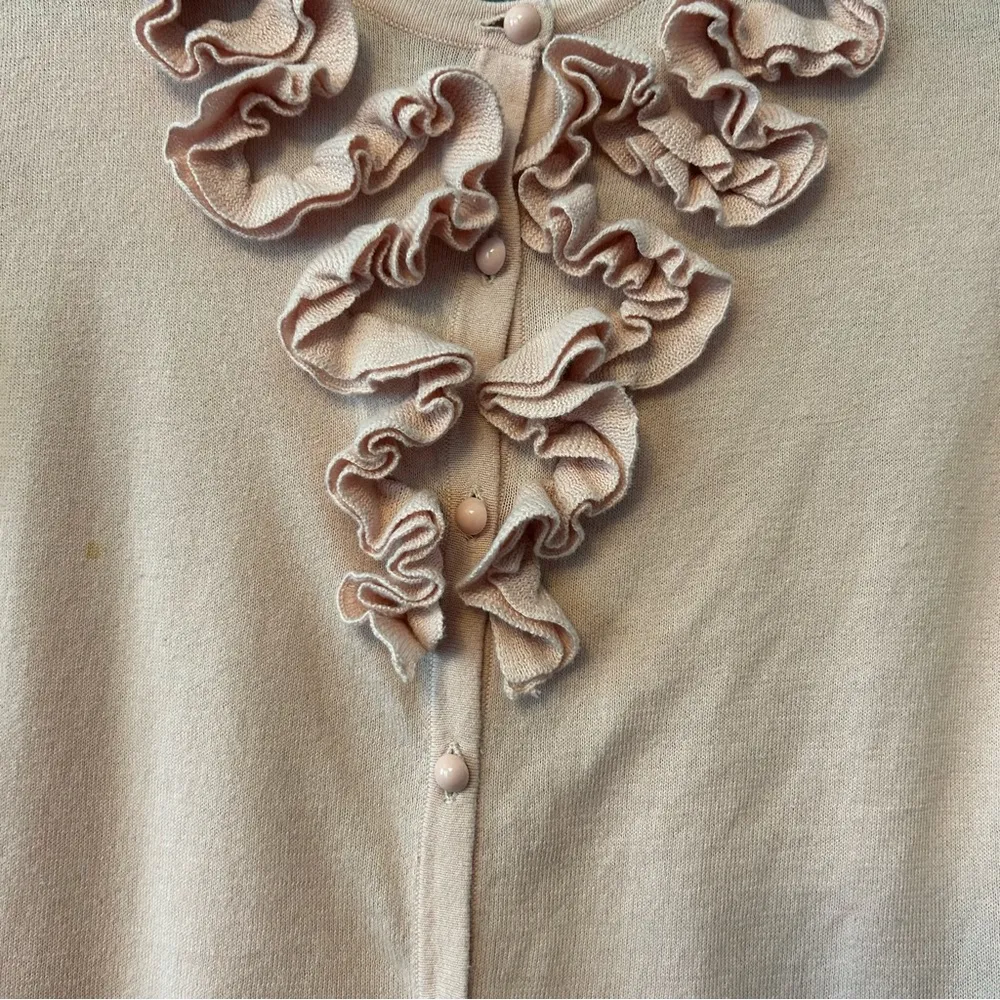 Merona light pink ruffle front button cardigan size XS - Image 6
