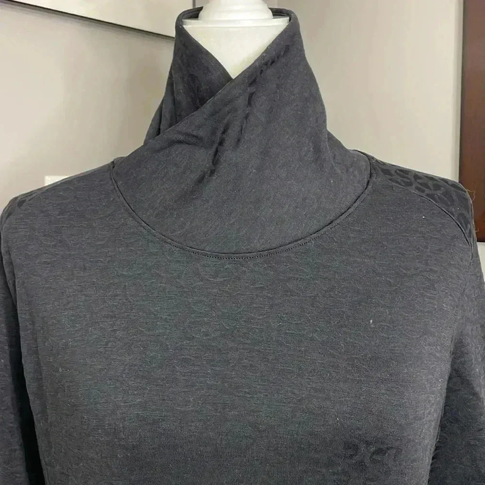 Calia by Carrie Underwood Funnel Neck Top Size Large Black Long Sleeve Textured - Image 2