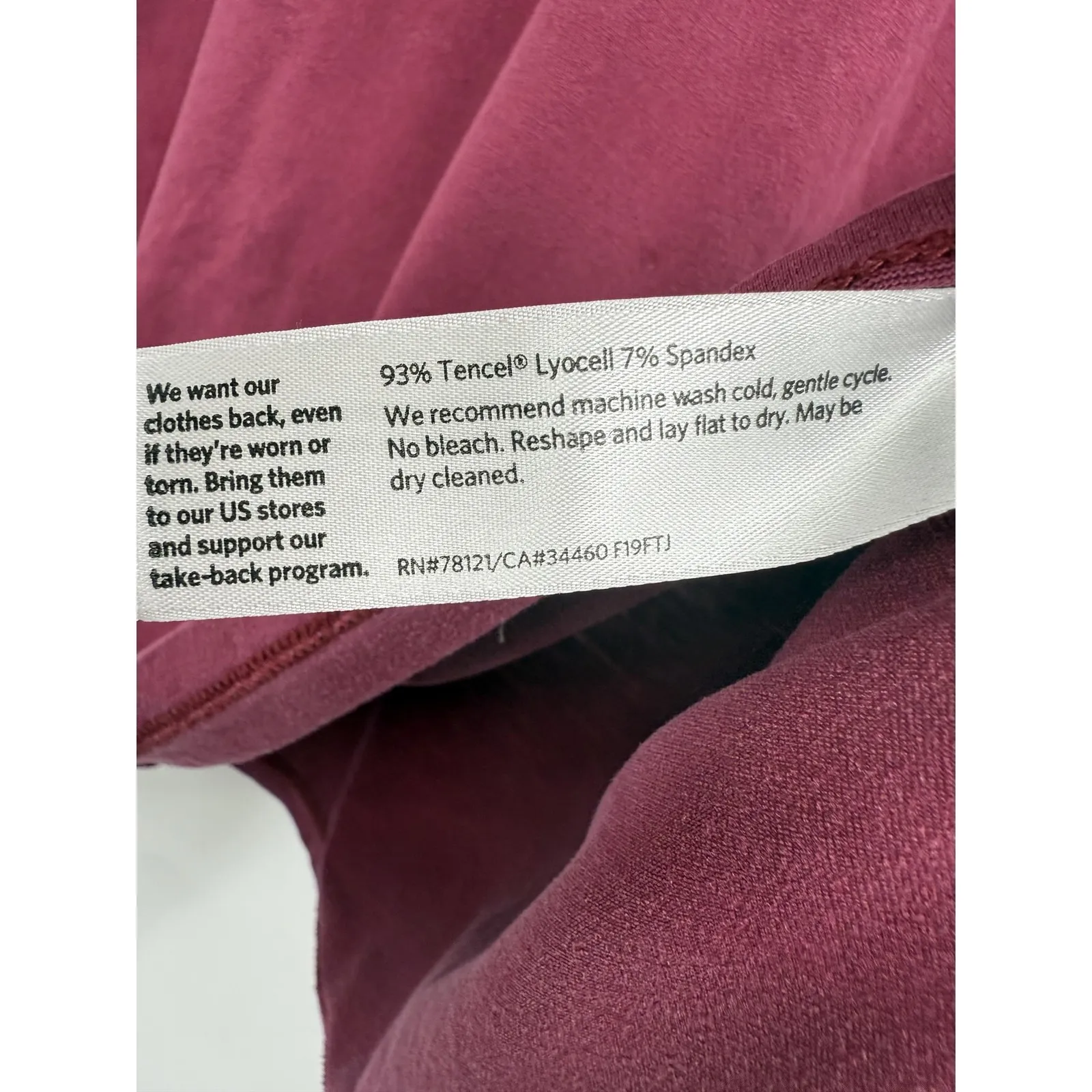 Eileen Fisher Shirt Womens Medium Burgundy Tencel Lyocell Long Sleeve Made USA - Image 3