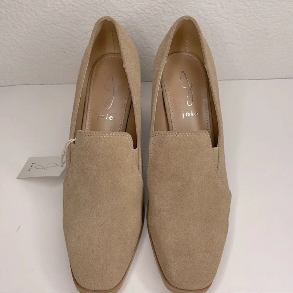 Joie x Anthropologie suede Leather Shoes 9 Block Heel Wevenly Closed Toe Tan - Image 5