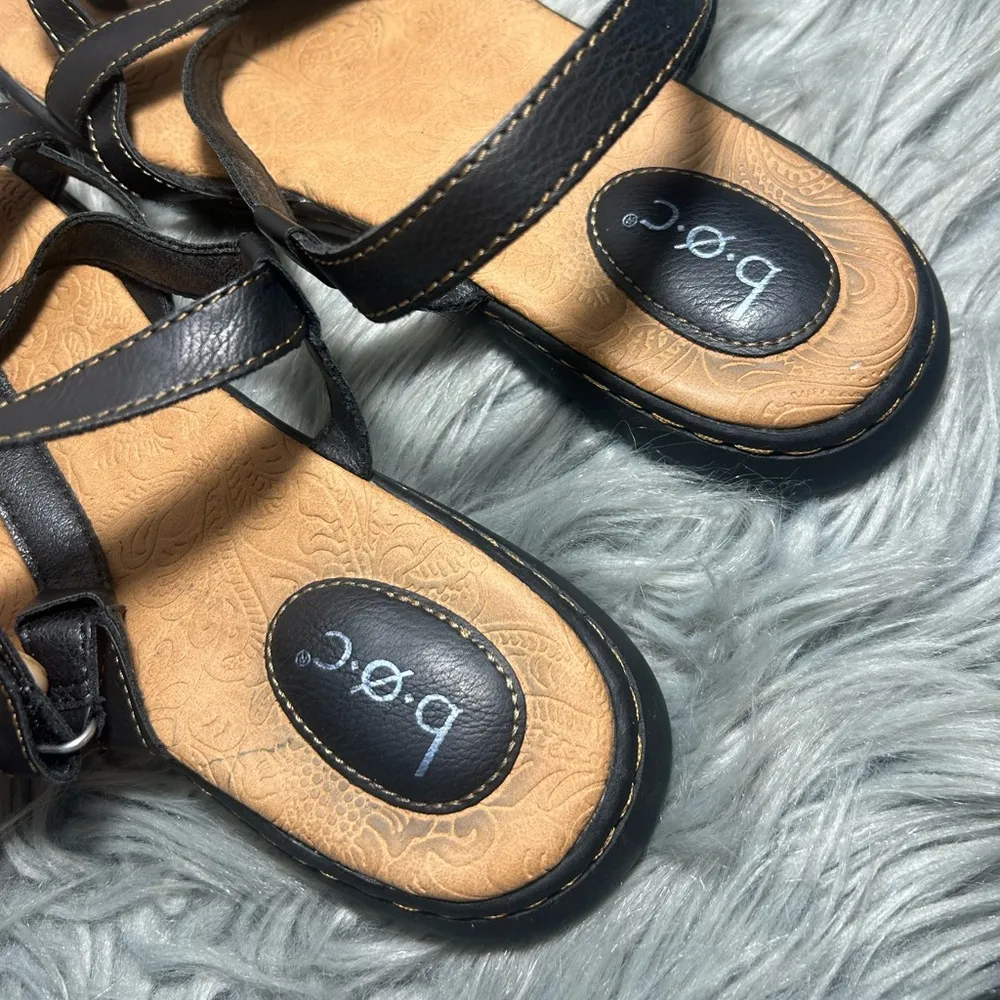 b.o.c Born Concept Sandals Strappy Flats Comfort Black Faux Leather Size 10M - Image 6