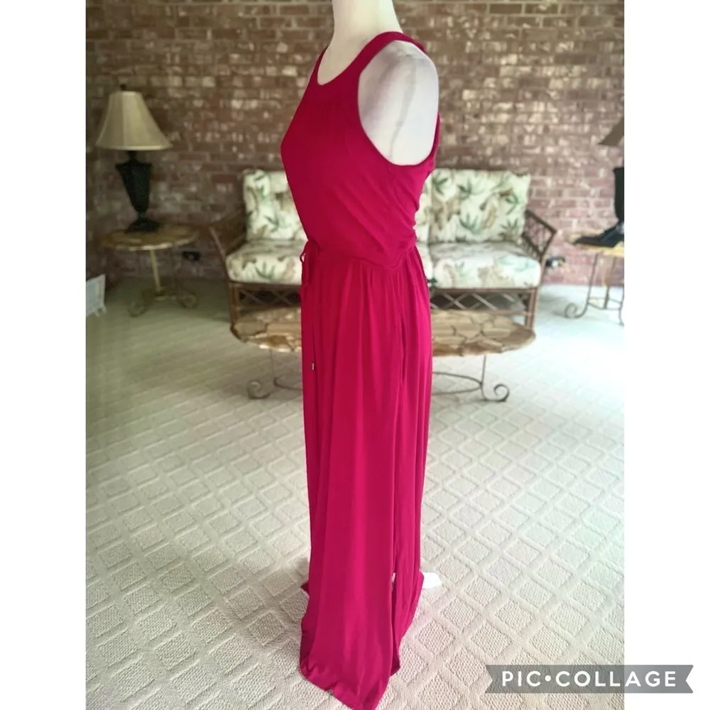 Coldwater Creek Maxi Dress Fuchsia Hot Pink Halter Knit XS - Image 6