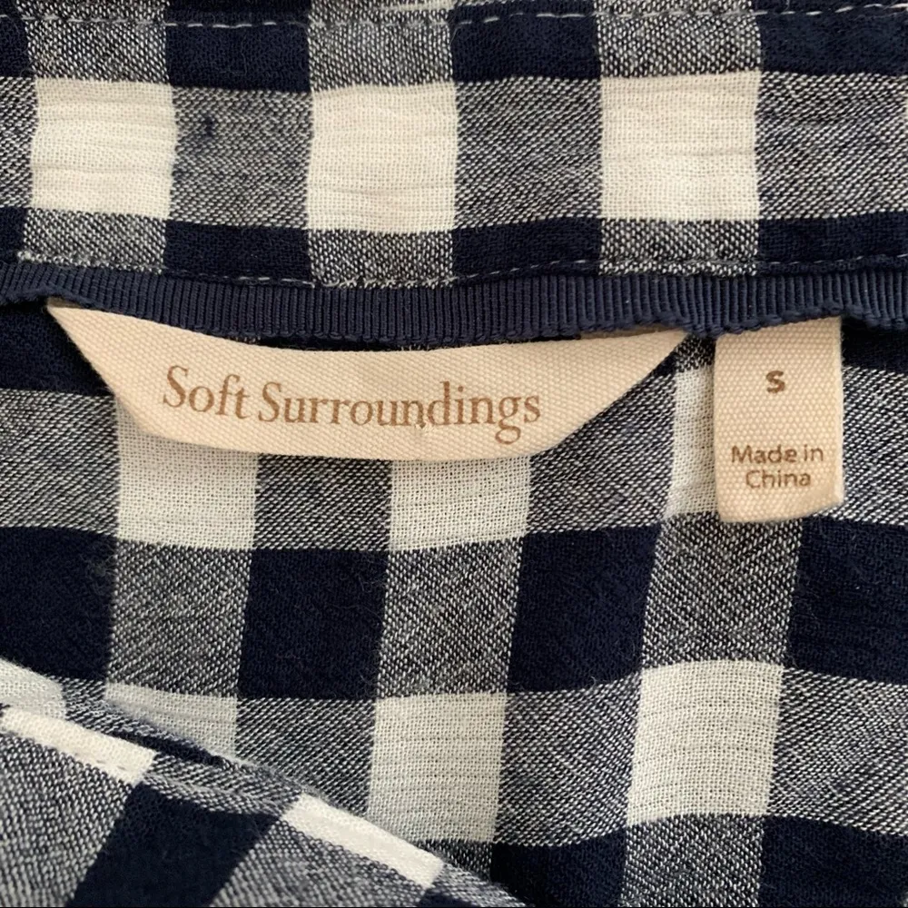 Soft Surroundings Al Fresco Navy White Gingham Tunic Size S - Image 2