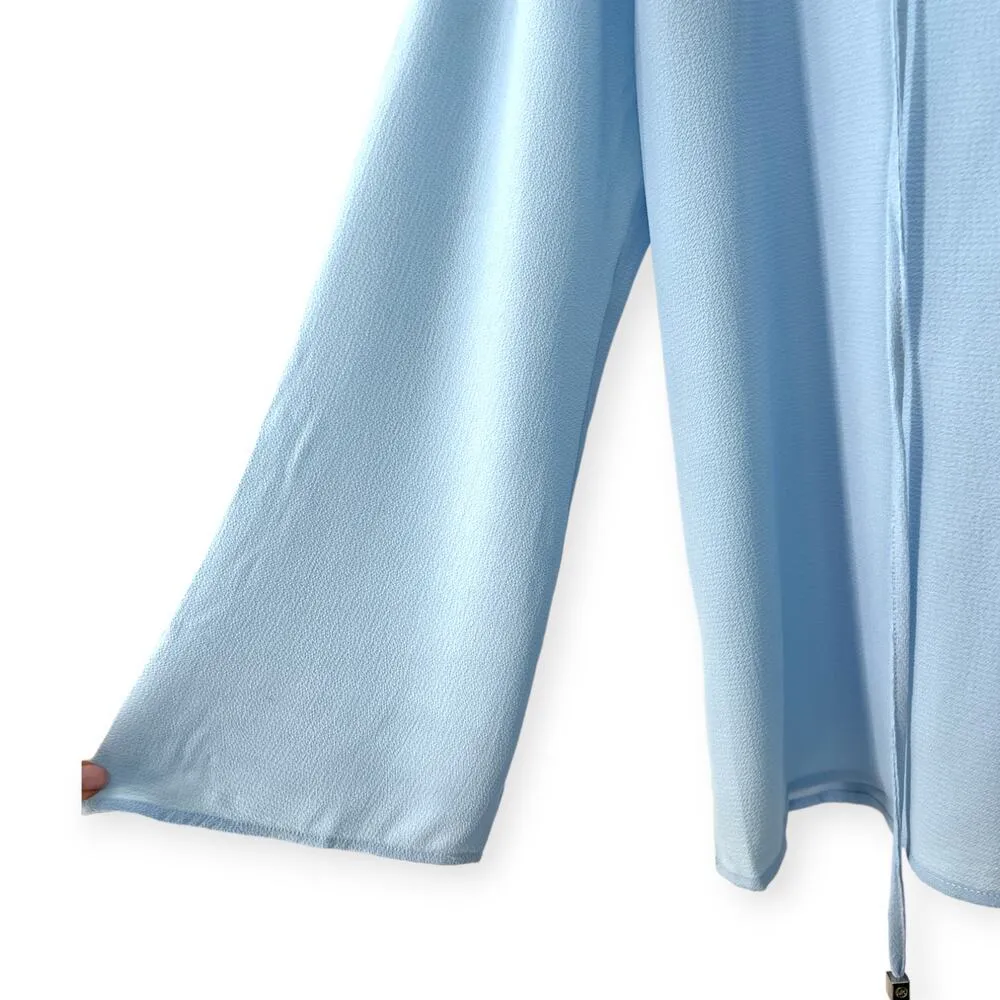 Michael Kors | L | Women's Embellished Grommet Tie-Neck Top Crepe Blouse Laced - Image 5