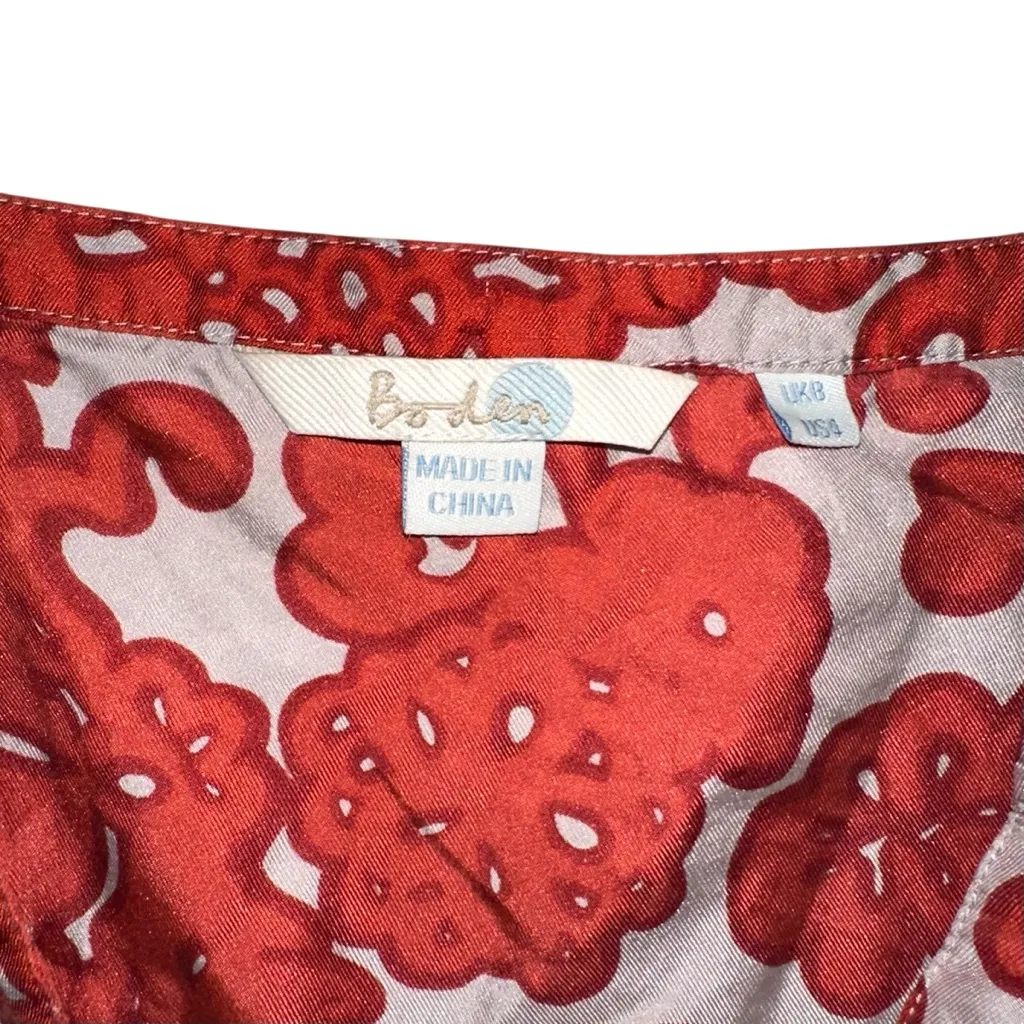 Boden Silk Printed Short Sleeve Mini Dress US 4 Red - Image 4
