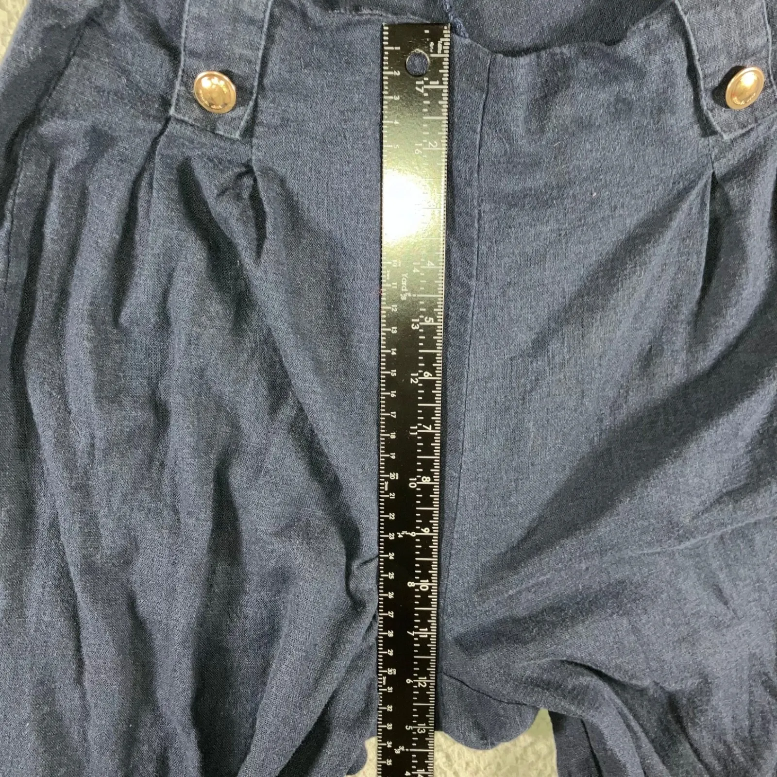 Michael Kors Pants Women 8 High Rise‎ Linen Blend Pleated Front Gold Button - Image 4