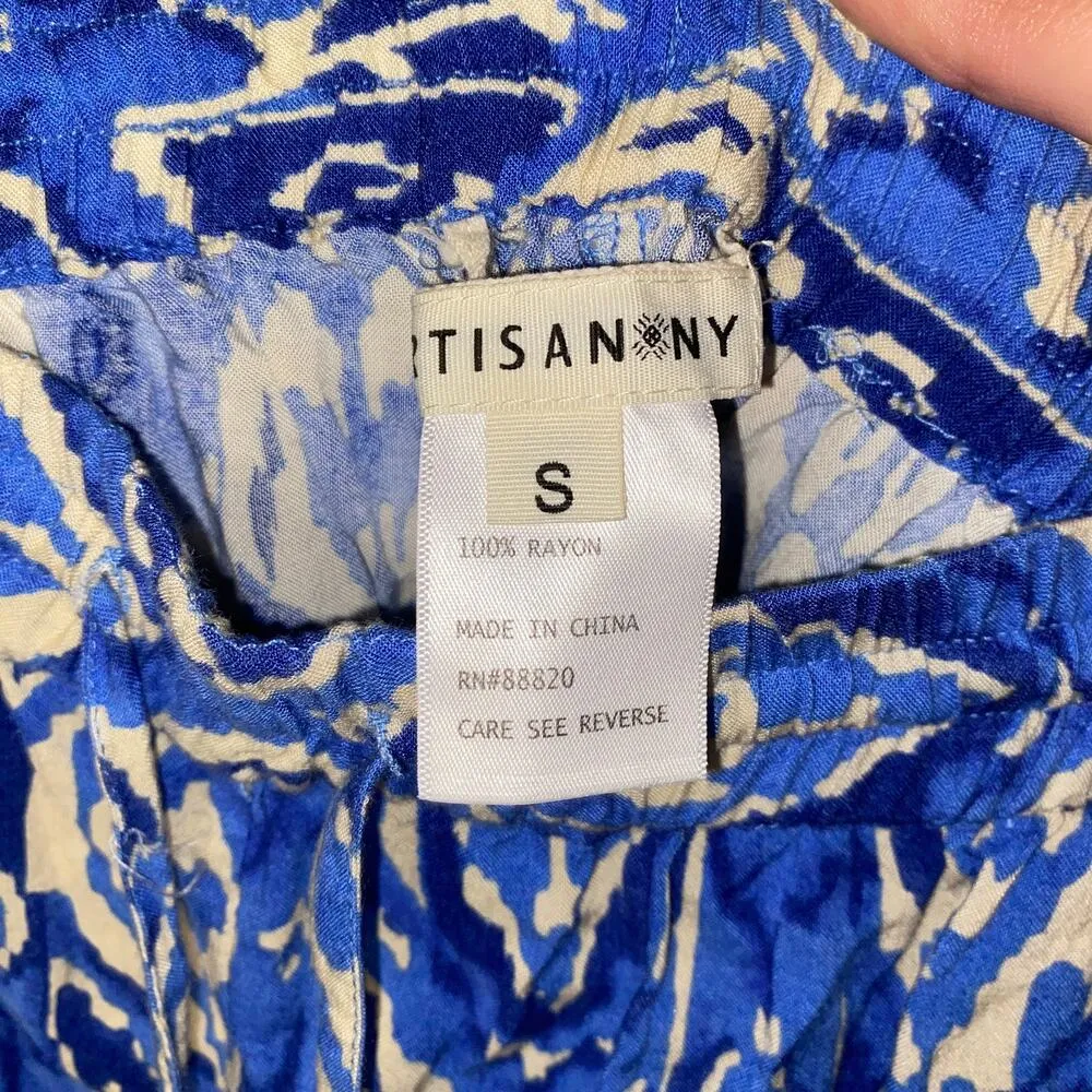 Artisan NY Blue White Pull-On Rayon Shorts Women's Size Small - Image 3