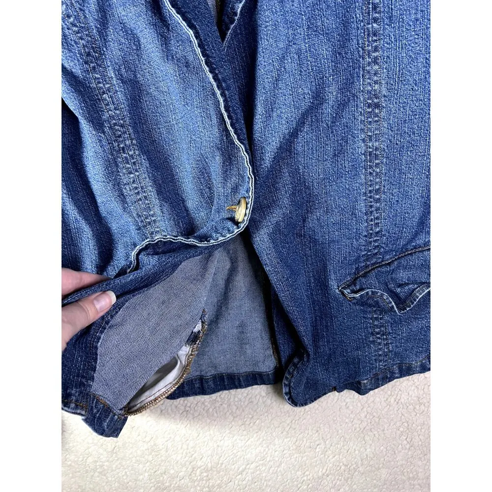 Oh! Mamma Maternity Jean Jacket Women's Size Large Pregnancy Cowgirl Fall Cozy Blue - Image 4