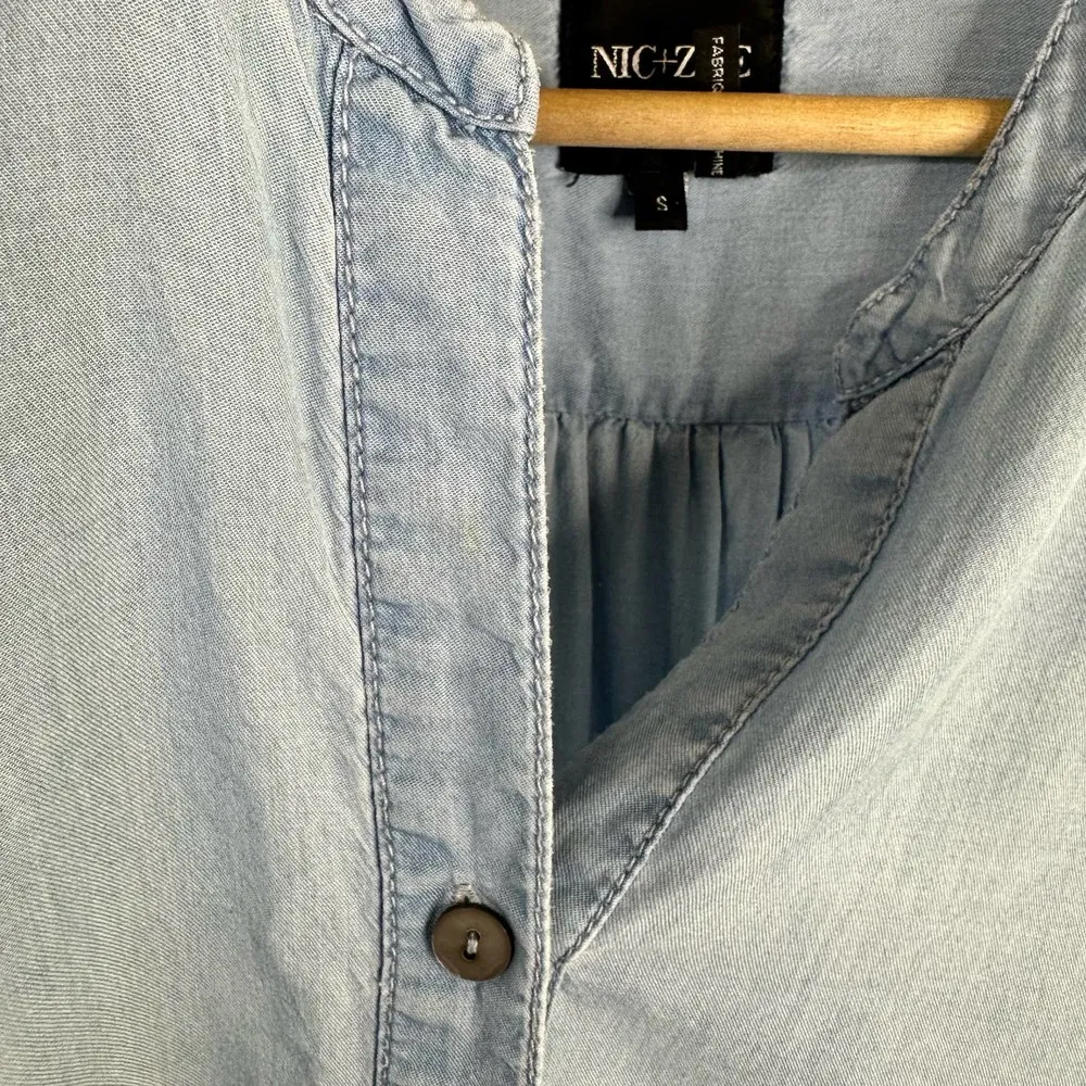 Nic + Zoe Womens size Small Chambray Button Down Long Sleeve Tunic Blouse Shirt - Image 7