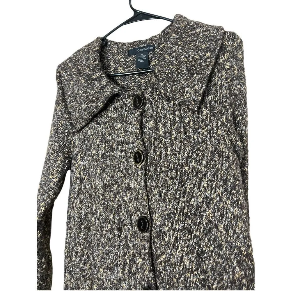 Calvin‎ Klein Jeans Brown Long Line Cardigan Sweater Dress Size M - Image 5