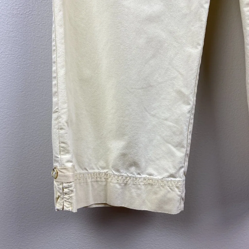 J.‎ Jill Capri Pants 10 100% Cotton Cropped Pale Yellow Lightweight Summer - Image 3