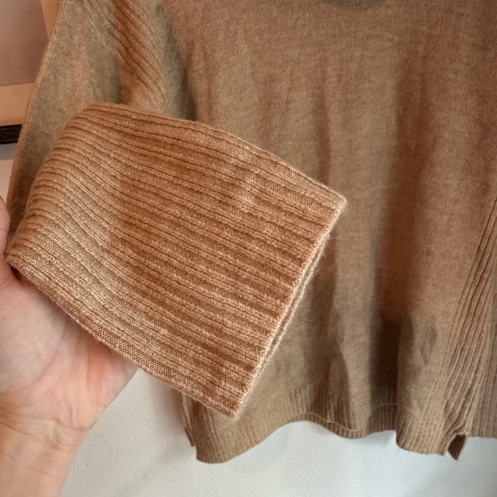 NWT Loft Tan Turtleneck Rib Trim Cozy Sweater - Image 5