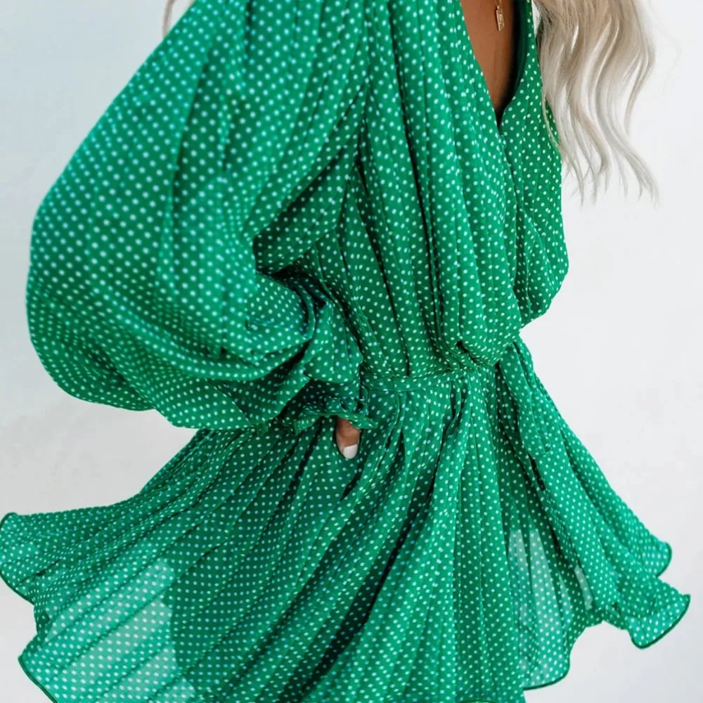 VICI | Viera Polka Dot Pleated Romper - Image 8