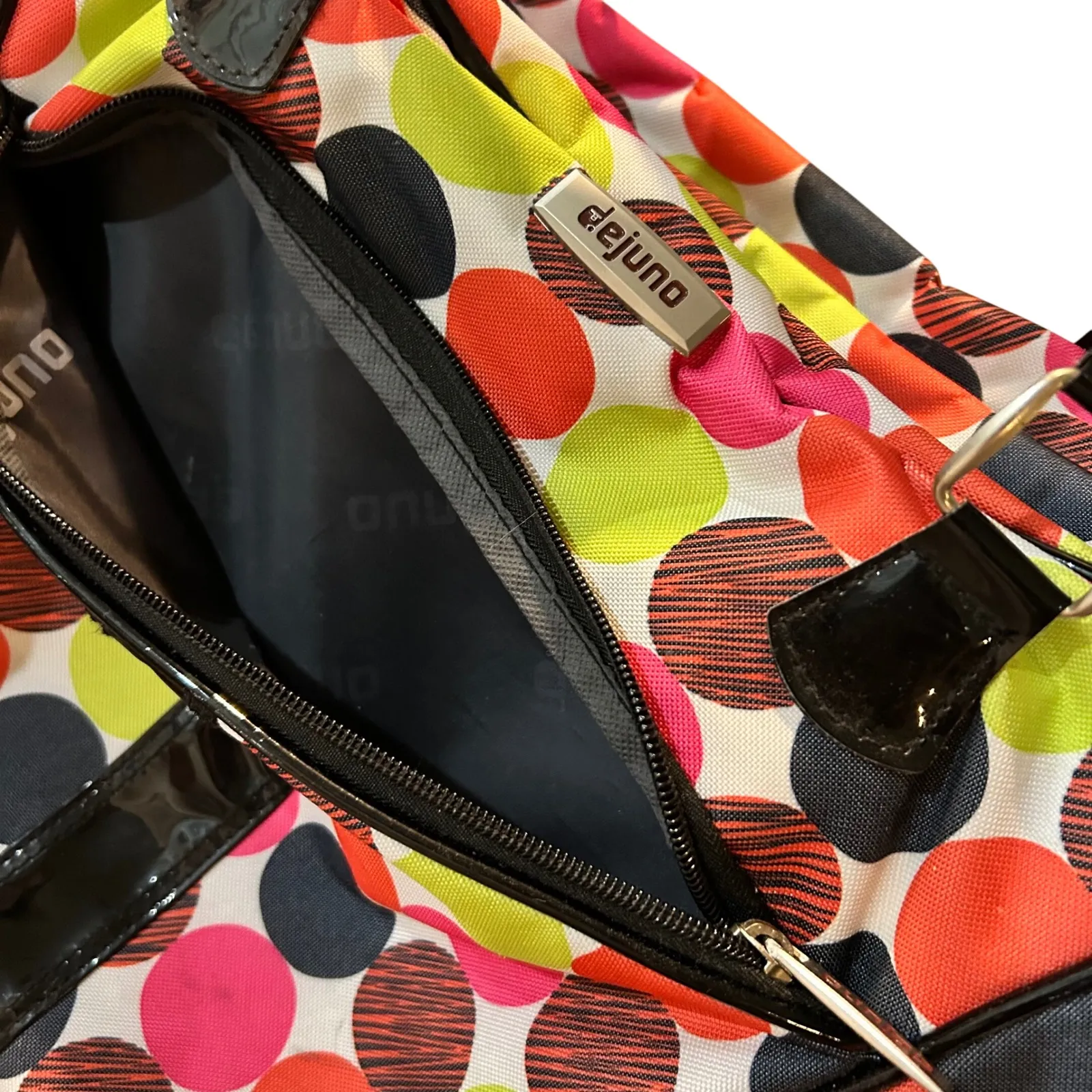 Dejuno Rolling‎ Carry On Duffle Bag Luggage Colorful Polka Dot Travel Black - Image 5