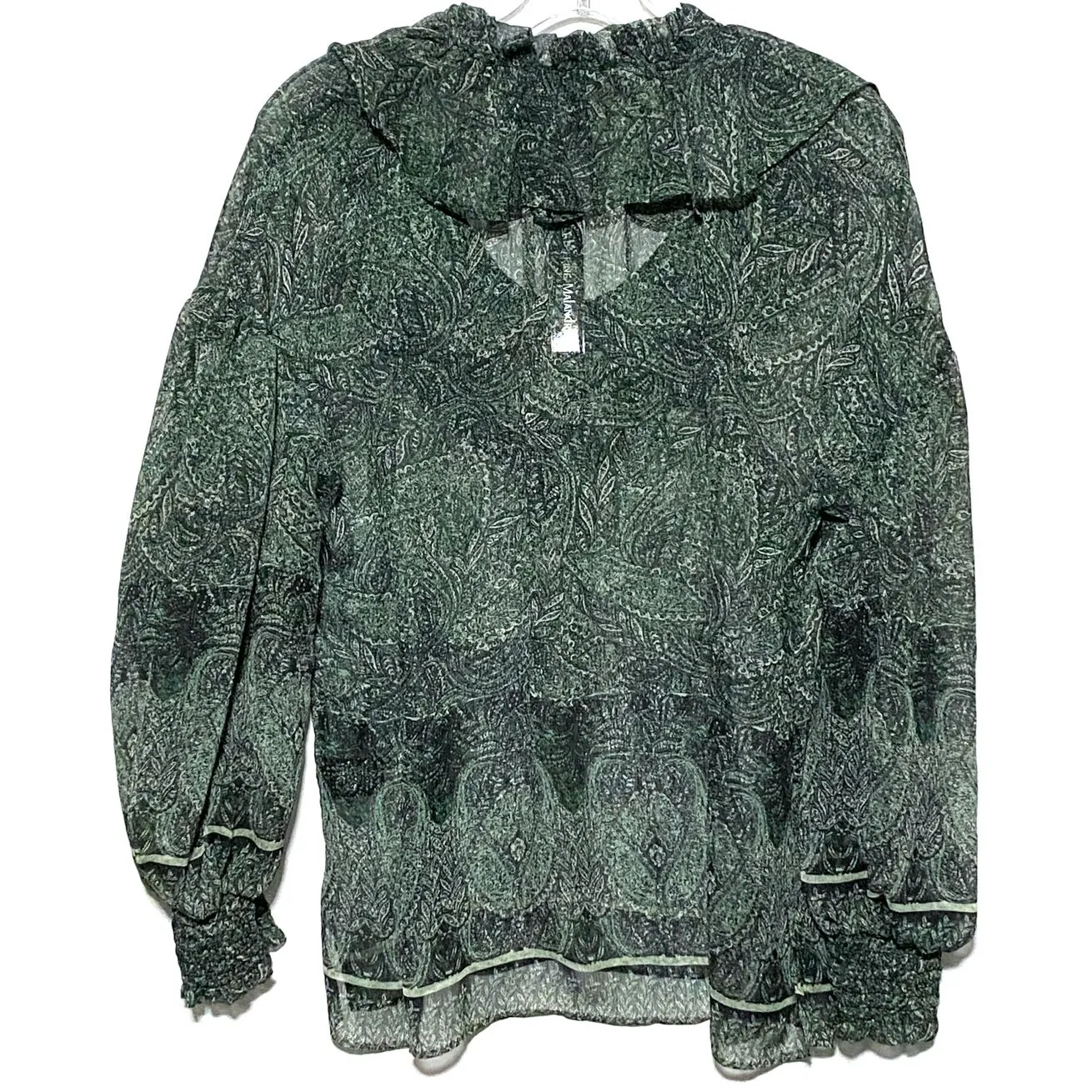 Catherine Malandrino Sheer Ruffle Blouse Top S Goblincore Boho Forest Fairy NWT - Image 2