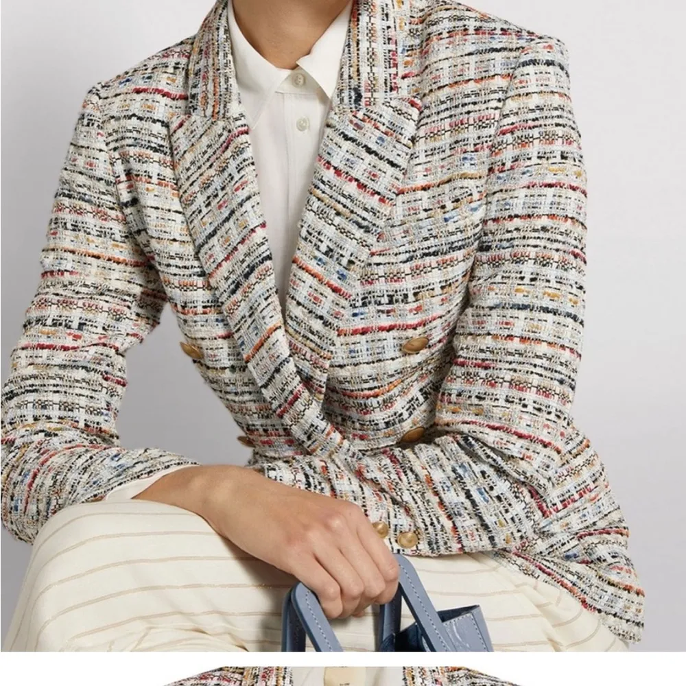 L’AGENCE Kenzie Tweed Multicolor Cream Blazer Gold Hardware Size 12 - Image 5