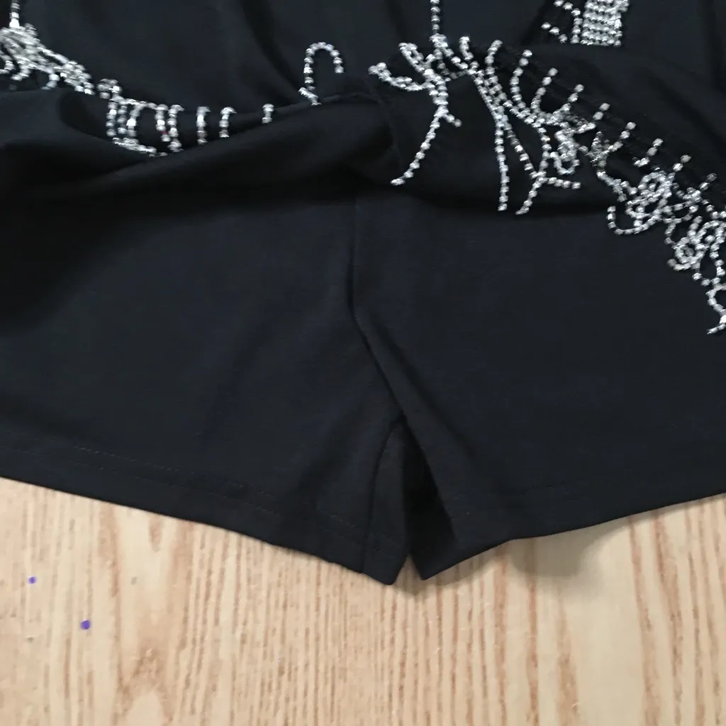 New Women’s Elegant Black Skort with Rhinestones Fringes Stretchy Size Small/Med - Image 4