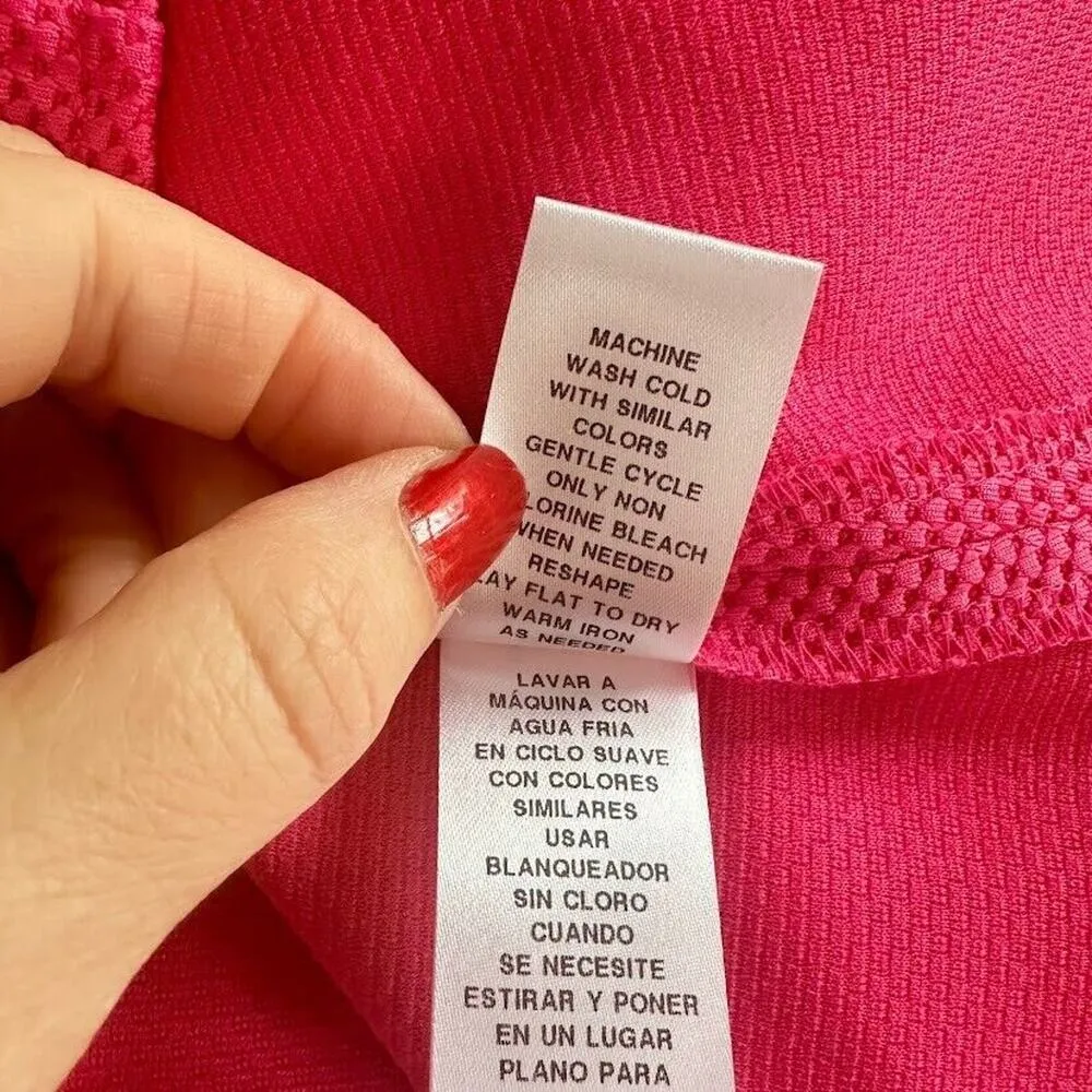 London Times Pink V-Neck Fit & Flare Dress Size 12 Textured Office Church Casual - Image 5