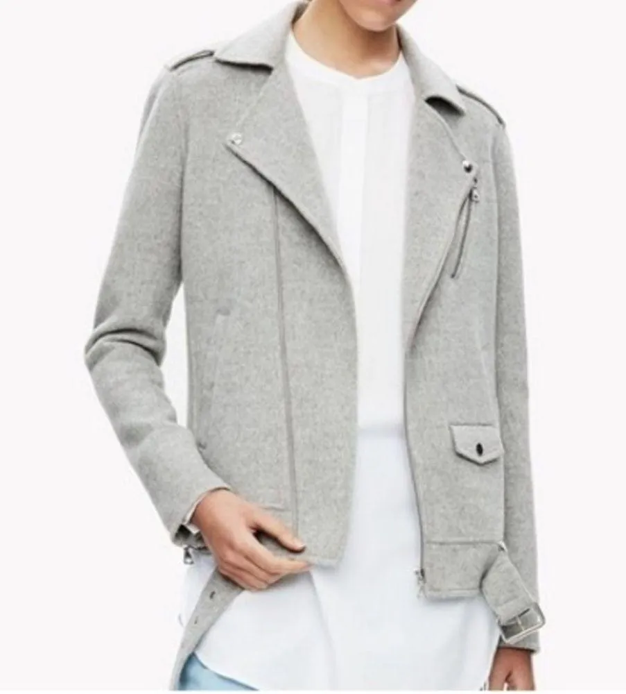 Theory Perfect Moto Double-Face Jacket in Melange
Grey Wool/Cashmere S - Image 4