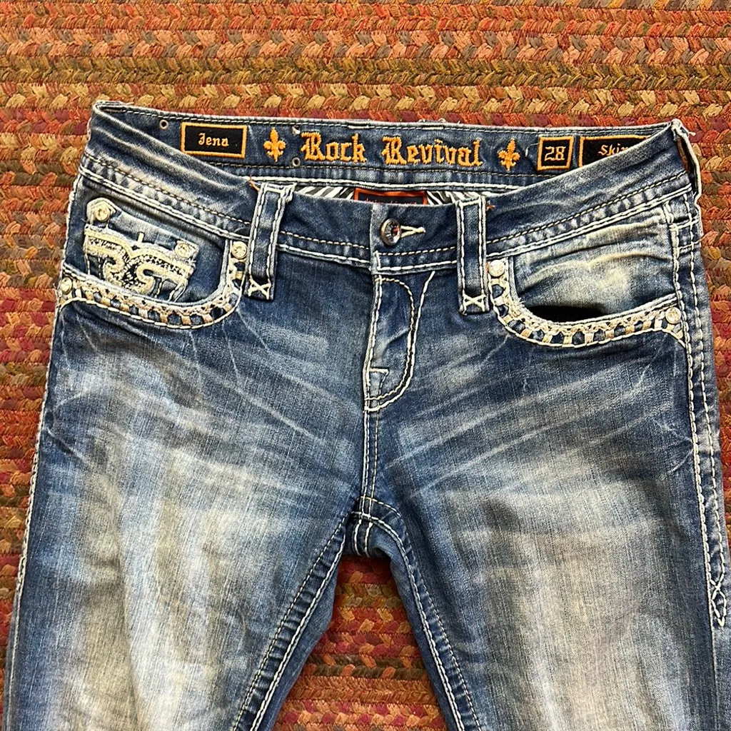 ROCK REVIVAL JENA LOW RISE SKINNY BLING JEANS - Image 2