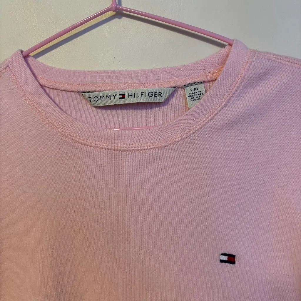 Tommy Hilfiger Cotton Short Sleeve Crew Neck T Shirt Light Pink Womens Large - Image 3