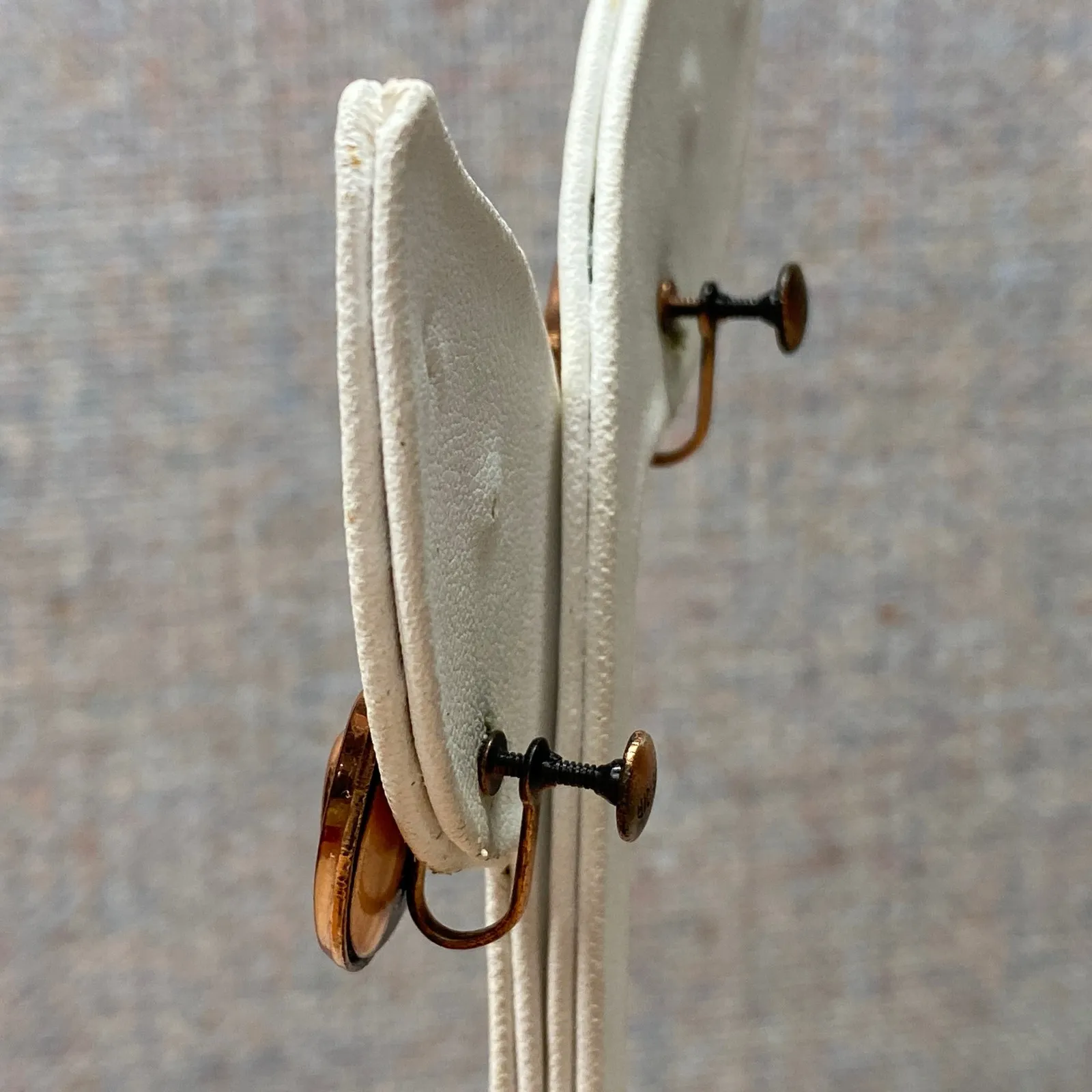 Vintage Mid Century Modernist Renoir Copper Tulip Flower Screw Back Earrings Brown - Image 6