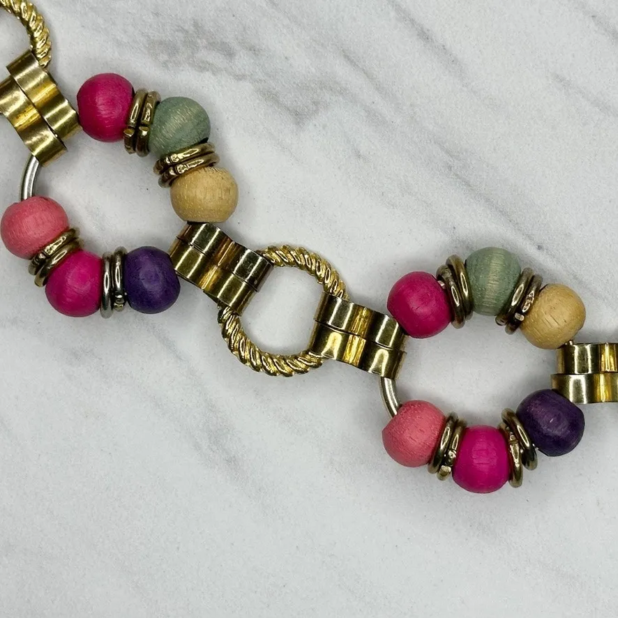 Vintage Wood Beaded Gold Chain Belt Small/Medium (S/M) ✨ - Image 4
