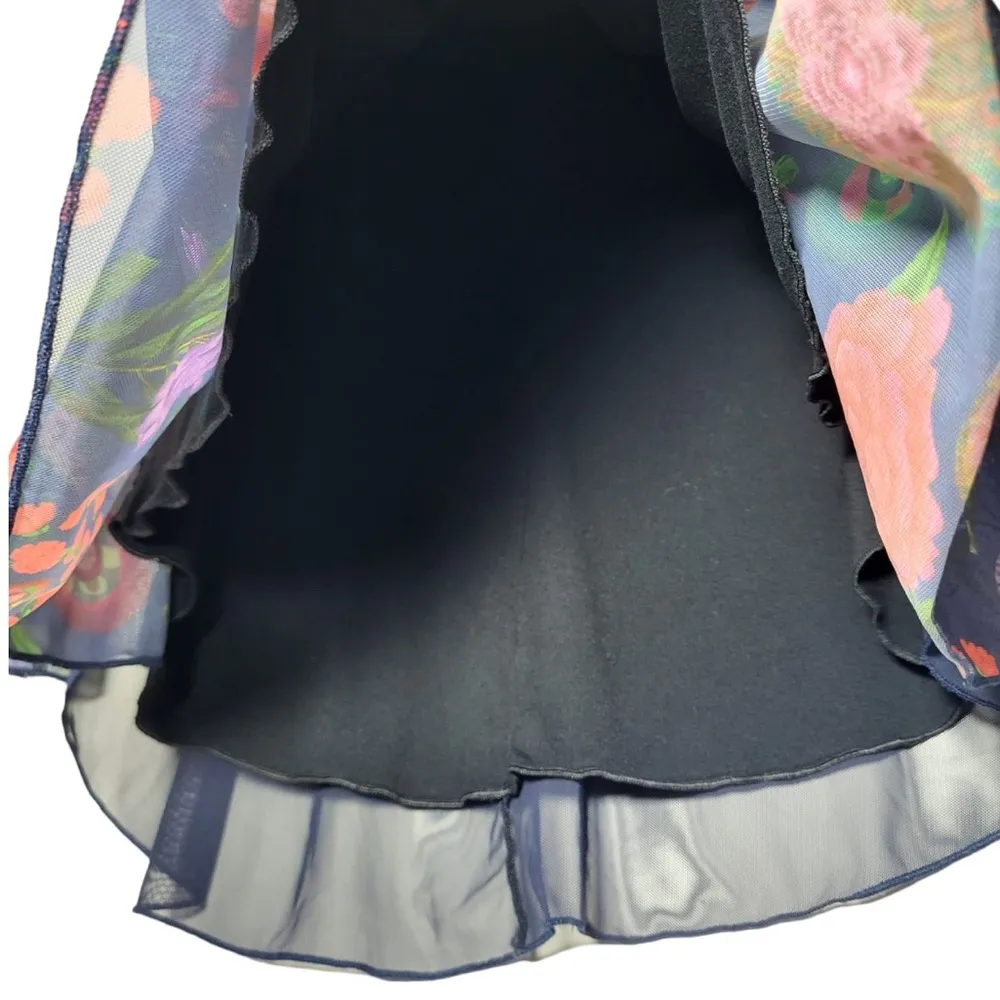 Desigual Rachel Floral Pleated Chiffon Bell Sleeves in Navy/Multicolor - Image 12