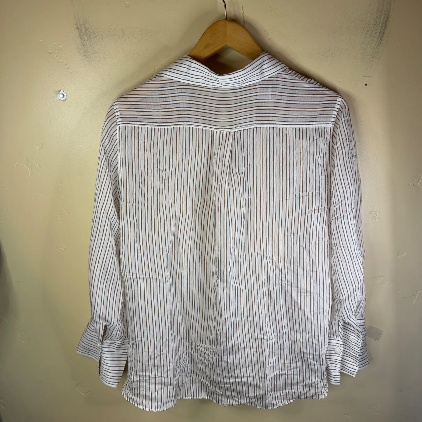 ZARA Women's Striped Button Down Shirt Long Sleeve Classic Fit Button Cuff Work - Image 5