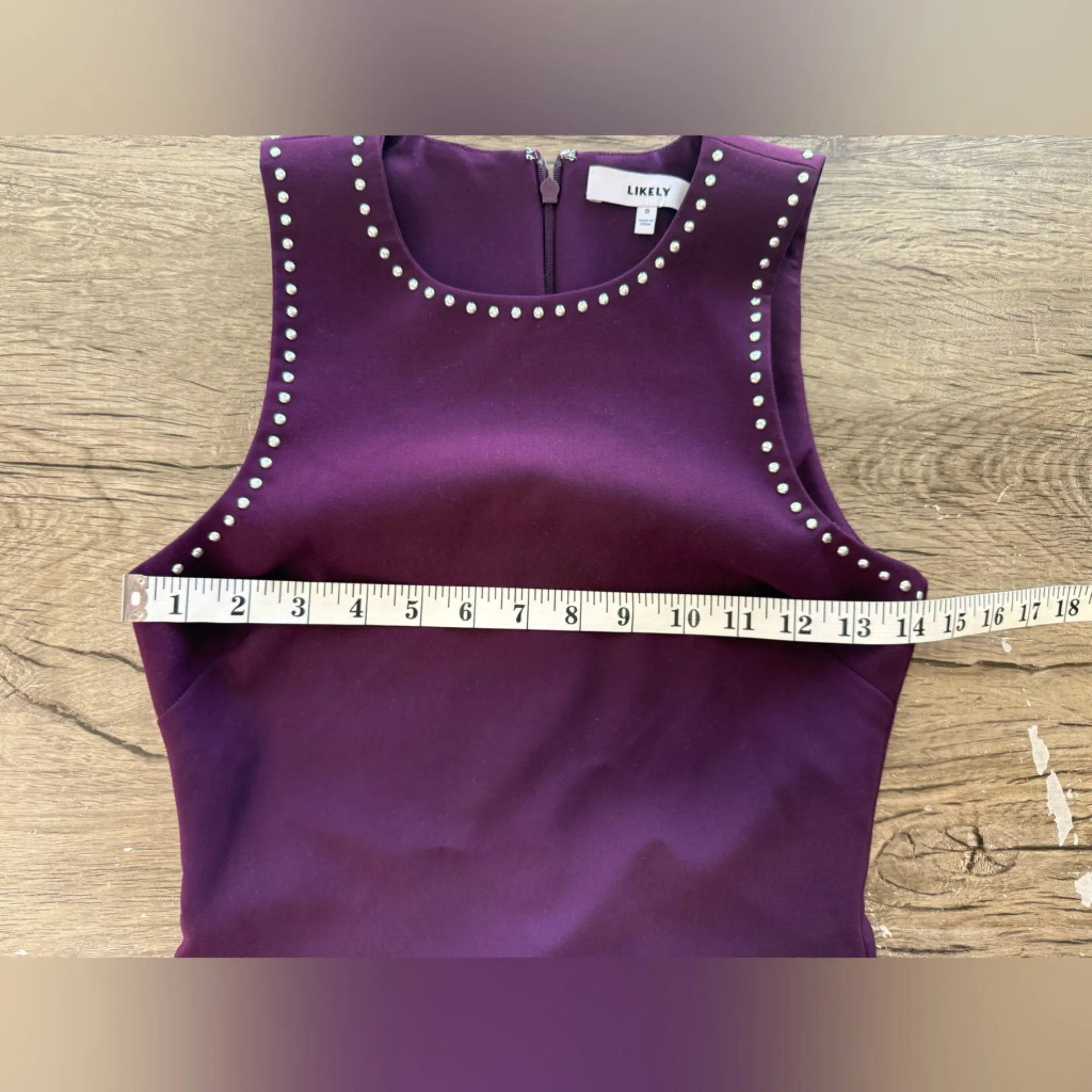 Likely 
Purple Studded‎ Mini Dress size 0 - Image 5