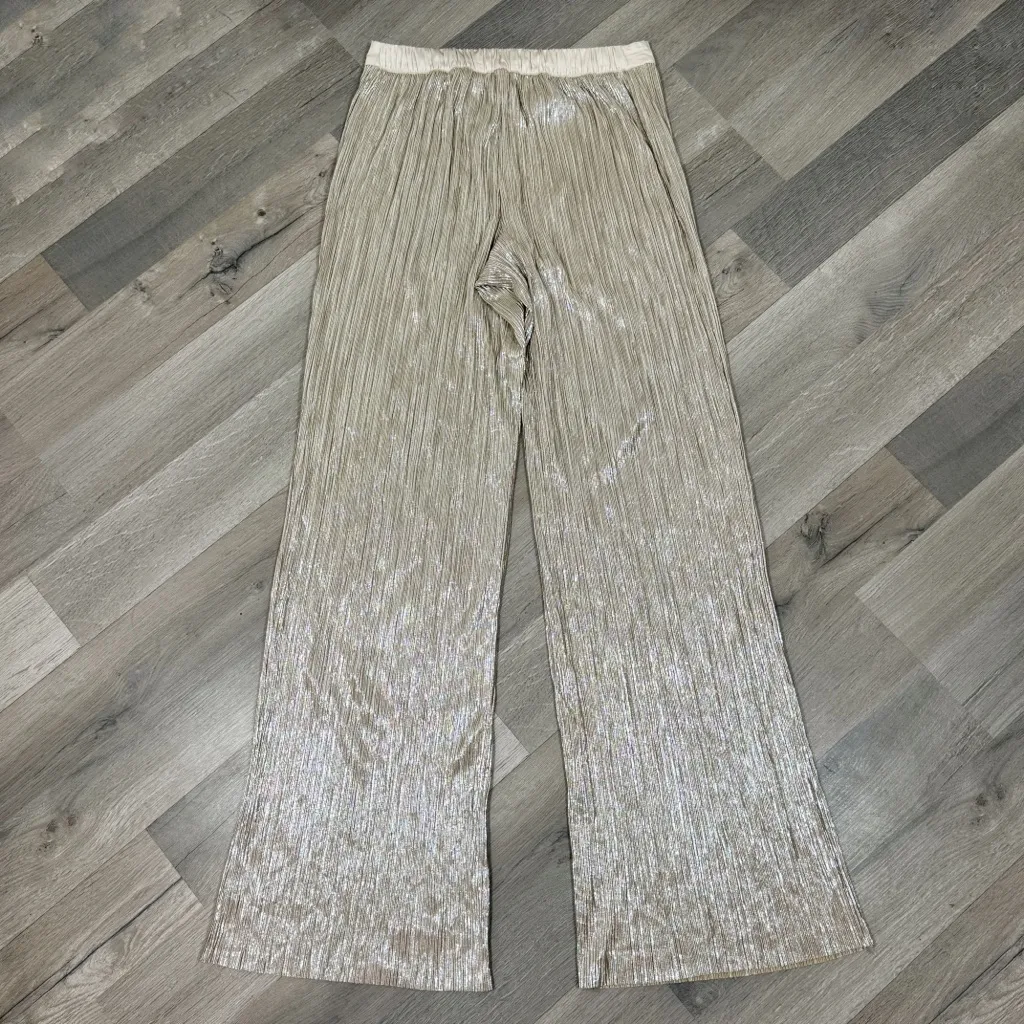 Victorias Secret Shiny Metallic Gold Lame‎ Crinkle Palazzo Pants XS - Image 7