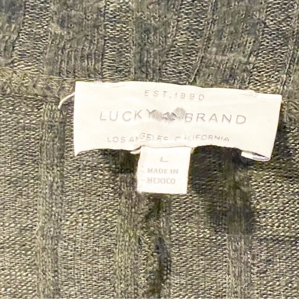 Lucky Brand Large Green Open Front Cardigan Duster Cover Up Balloon Sleeve - Image 4