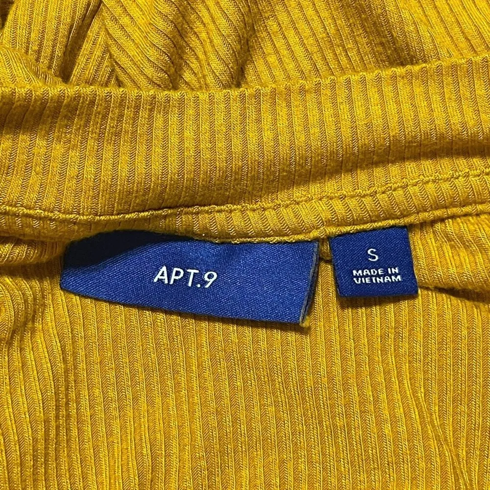 APT.9 Ribbed Puff Sleeve T-Shirt Mustard Yellow Short Sleeve Size S Small Women' - Image 4