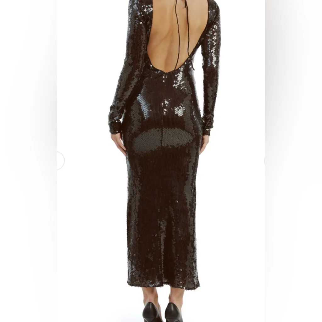 Bardot Verona Sequin Maxi Dress Brown 12 NWT Anthropologie Dark Chocolate - Image 11