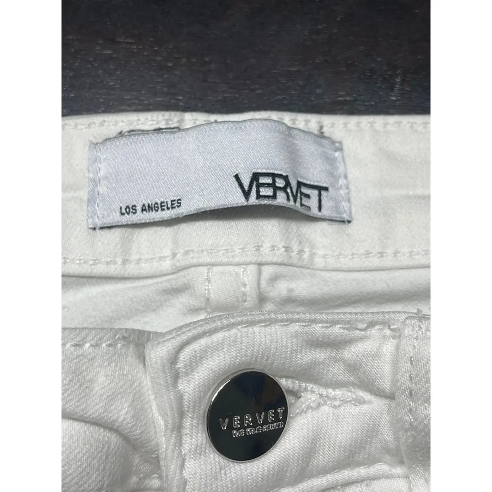 Vervet White Distressed Jeans Frayed Hem Casual‎ Denim Pants Size 25 T-3 - Image 2