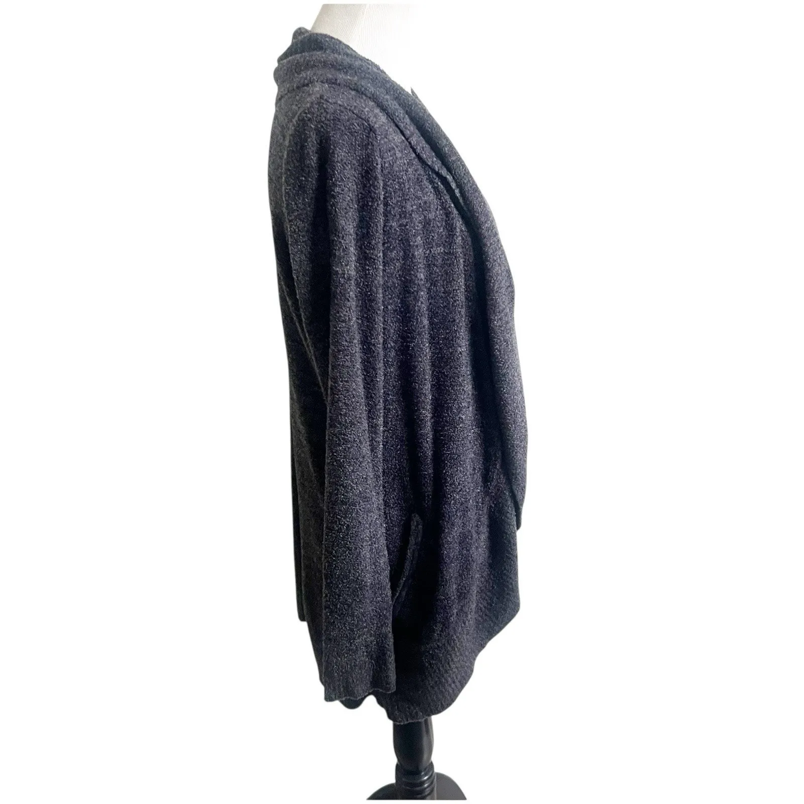 Barefoot Dreams Cozy Chic Lite Cardigan Sweater Gray Women’s Medium Pockets - Image 3