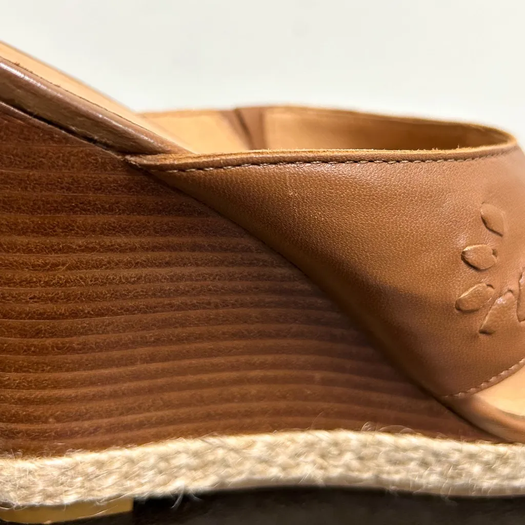 Jack Rogers Sophia Oak Brown Leather Wedge Whipstitch Heel Open Toe Sandals 7 M - Image 12