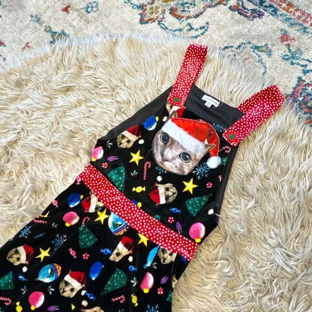 Cat funky ugly Christmas sweater overalls XS - Image 2