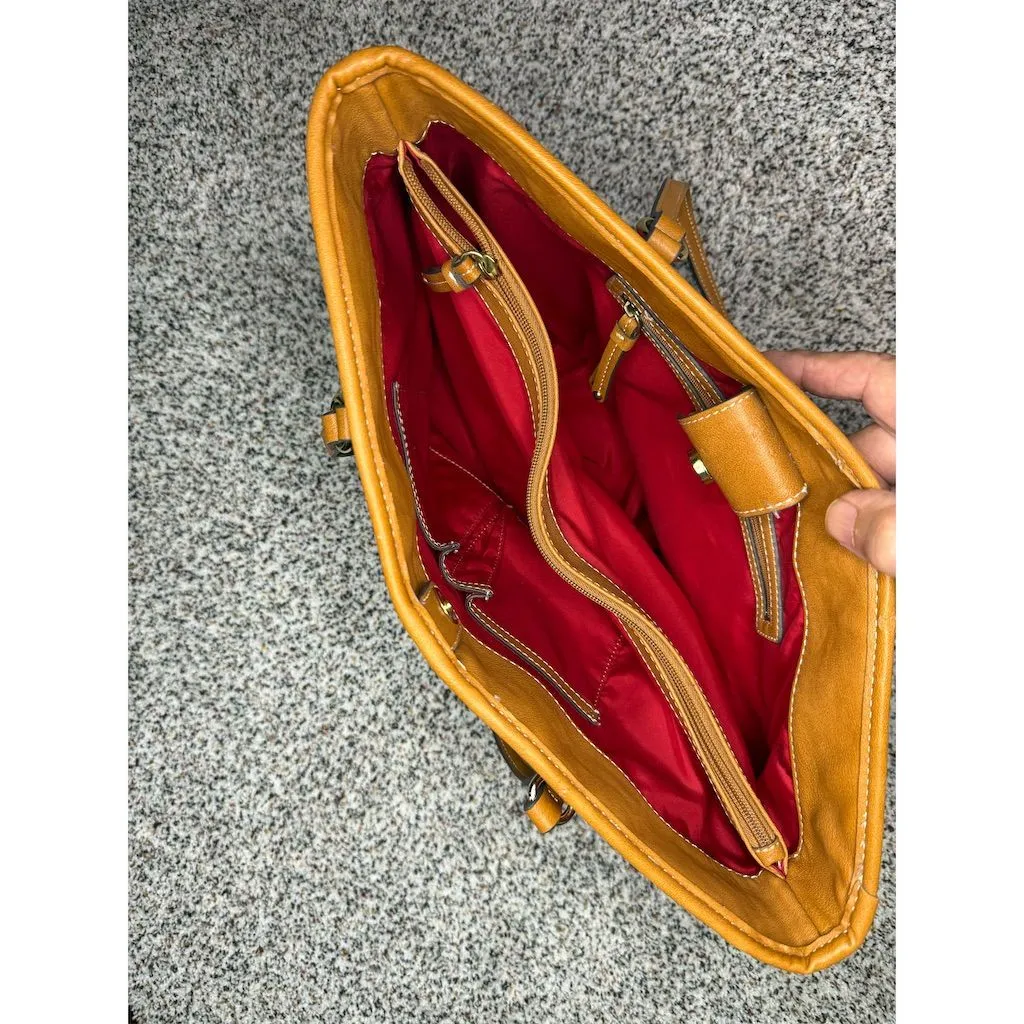 Nine West Women's Floral Tote Bag Red White Blue Brown Accents - Image 12