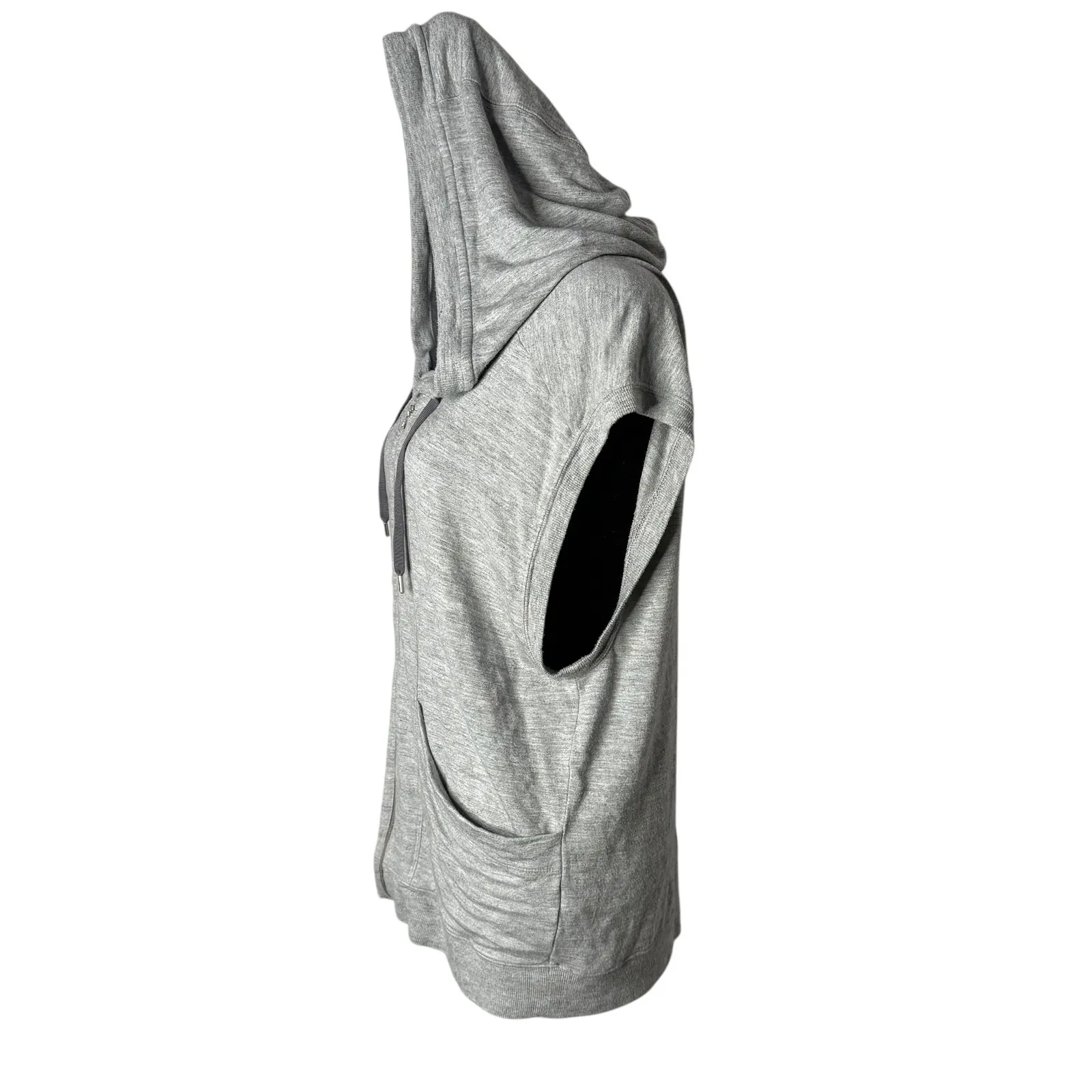 Athleta Sleeveless Full Zip Hoodie Lotus Vest Women Size M Gray Athletic Pockets - Image 2