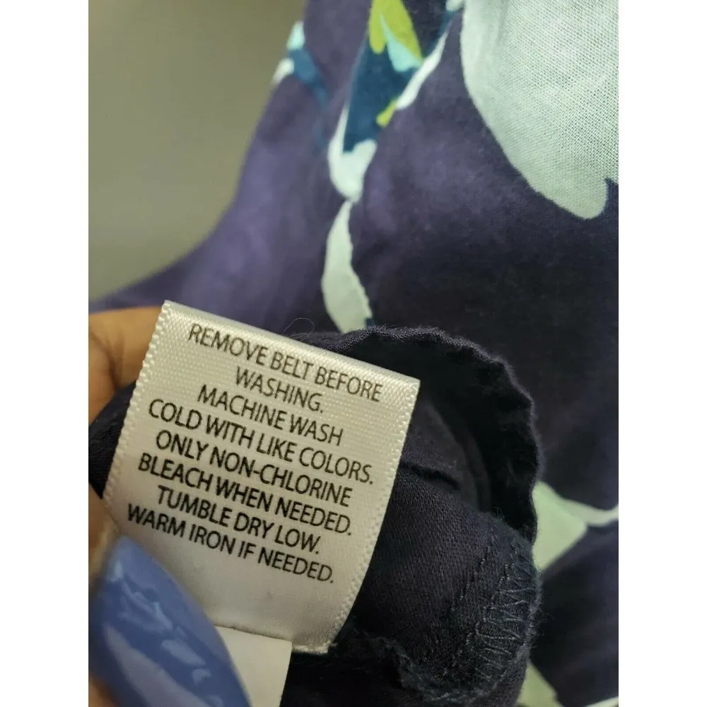 Croft & Barrow Women's Blue Floral 100% Cotton Sleeveless Knee Length Dress 14 - Image 11