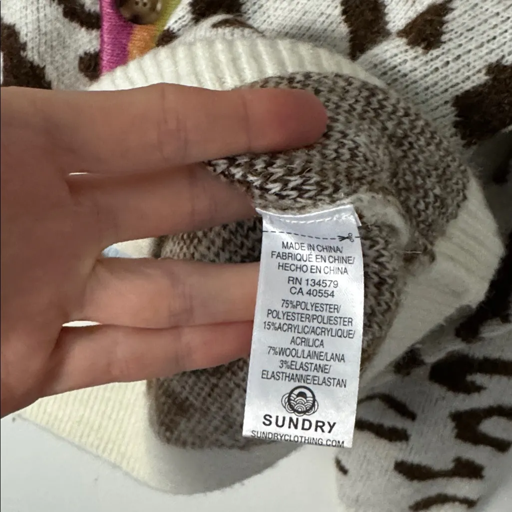 Sundry S Multicolor Leopard Wool-Blend Cardigan Sweater - Image 7